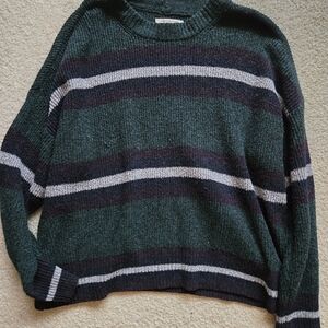 American Eagle Outfitters Green and Black Striped Sweater